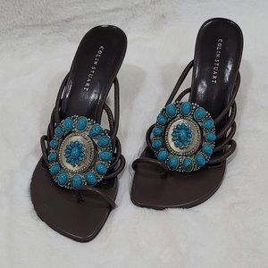 Cute Sandal with Turquoise Rhinestone